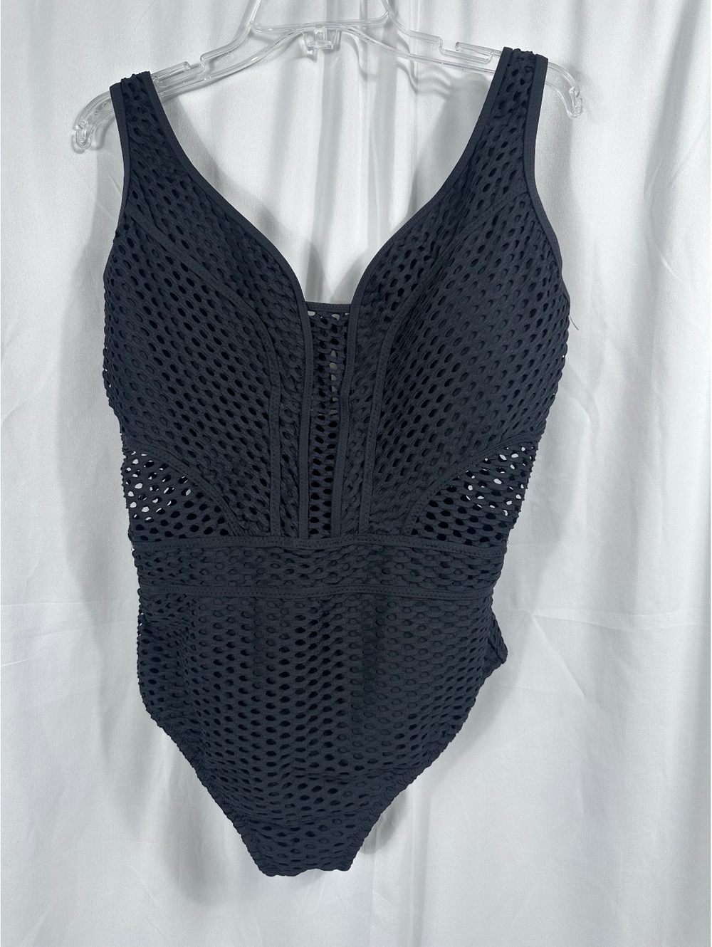 Becca by Rebecca Virtue Black Mesh Detail One Piece Swimsuit Size 1X